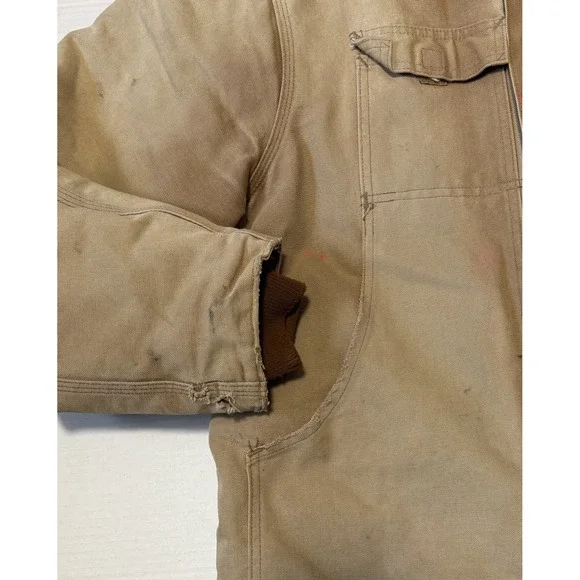 CARHARTT C03 - Men's Vintage Brown Arctic Quilt Lined Work Coat Jacket - Size 46